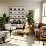 The great room with a stone fireplace and large living space